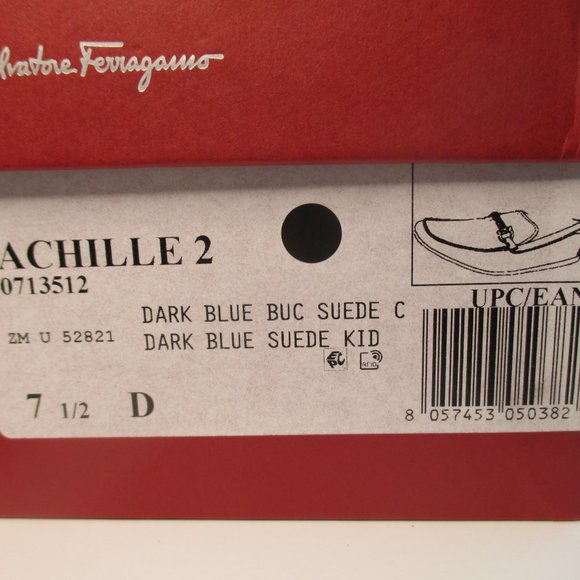 Ferragamo Mens Dark Blue Suede Loafer/Driving Shoes 7 1/2 D New with Box - Picture 10 of 10